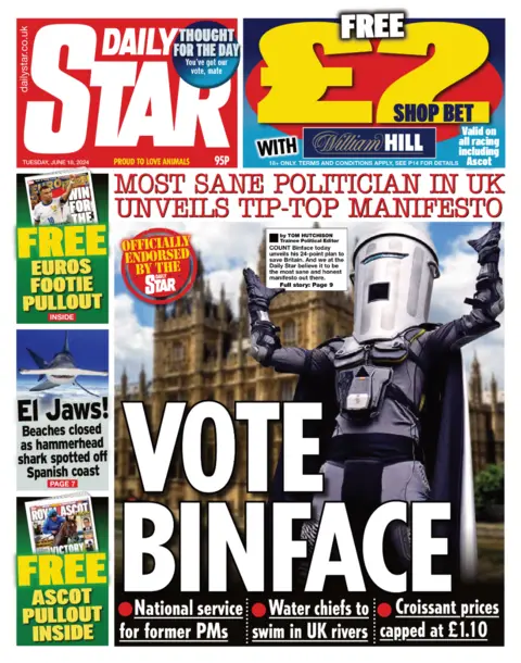 Daily Star The front page of the Daily Star, with an image of Count Binface