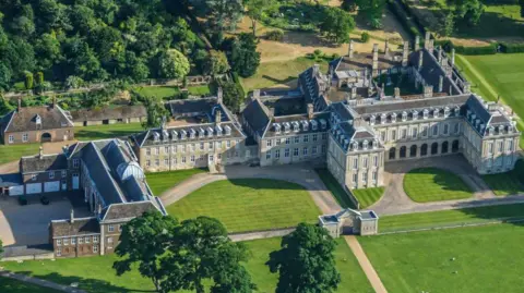 Getty Images View from above of Boughton House, a large stately home with many rooms and large grounds