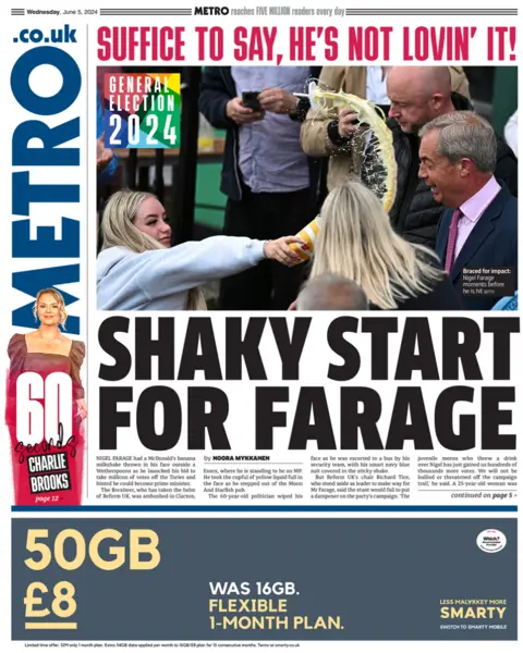 The front page of the Metro 