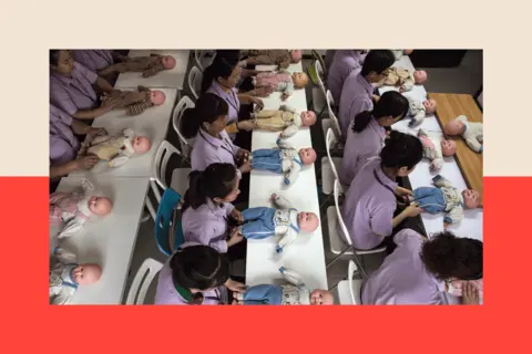 Getty Images Chinese women training to be qualified nannies