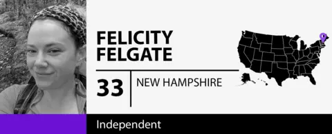 Portrait of independent voter Felicity Felgate, 33, of New Hampshire