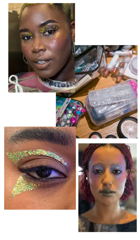 Dominic Skinner Samples from Dom Skinner's glitter and gem make-up work