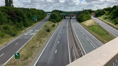 Empty roads viewed from an overbridge
