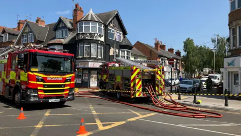 Emergency services taking over a side street