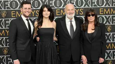 Getty Images Actor Jake Reiner, his sister Romy Reiner, their parents Rob Reiner and Michele Reiner attend the 75th Primetime Emmy Awards at Peacock Theater on 15 January 2024 in Los Angeles, California.