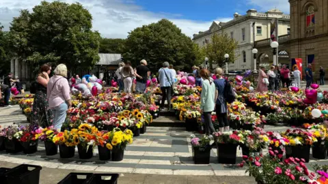 Flowers outside The Atkinson 