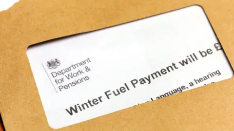 Getty Images An envelope containing a letter informing the addressee of their winter fuel payment