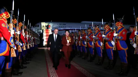 Reuters Honor guard and parade welcome Putin to Mongolia