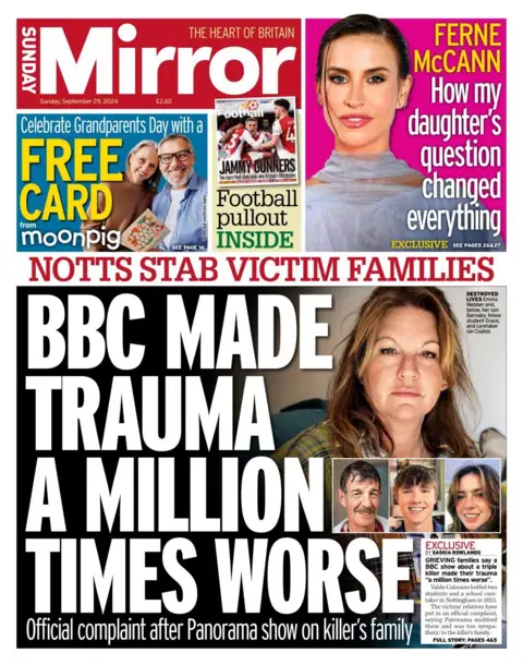 Sunday Mirror front page for 29 September