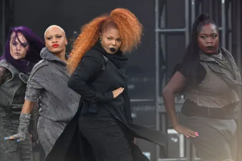 Getty Images Janet Jackson dancing on stage at Glastonbury in 2019