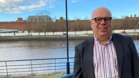 Stockton Council Stockton councillor Nigel Cooke standing close to the River Tees in Stockton