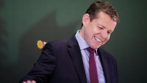 PA A smiling Rhun ap Iowerth at the launch of Plaid Cymru's general election manifesto