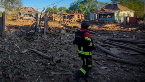 Three buildings damaged in Ukraine