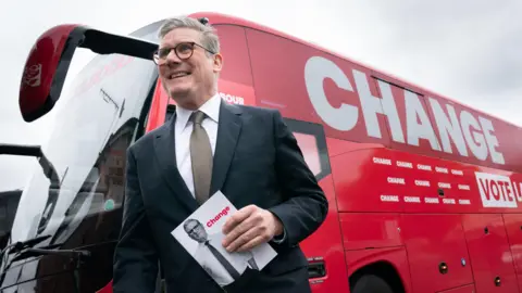 Sir Keir Starmer outside the Labour bus