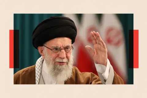 AFP via Getty Images Iran's Supreme Leader Ayatollah Ali Khamenei waves during a press conference 
