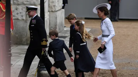 Reuters Catherine, George, Charlotte and Louis walking