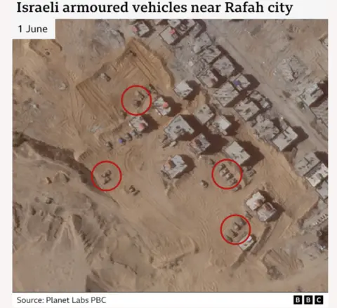 Israeli armored vehicles in Rafah