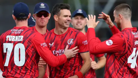 Sir James Anderson takes a wicket for Lancashire