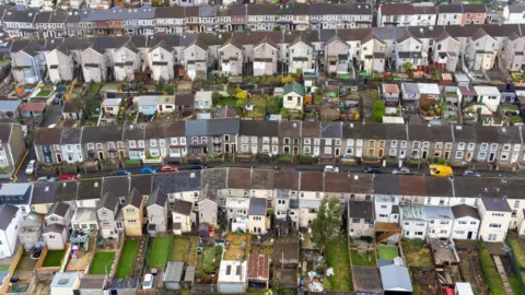 Getty  An aerial view of a residential area in Tonypandy, Wales