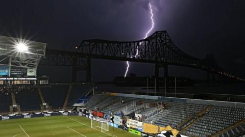 Lightning above stadium in Philadelphia
