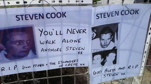 Posters of Steven Cook put up after his remains were found in 2017
