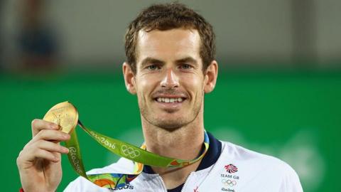 Andy Murray with his Rio Olympics gold medal