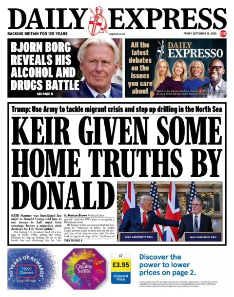 "Keir given some home truths by Donald" reads the headline on the front page of the Daily Express.