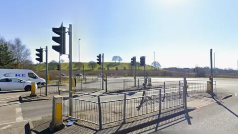 Streetview of Hamilton Road junction, of the A617 Sherwood Way South, in Sutton-in-Ashfield, Nottinghamshire.