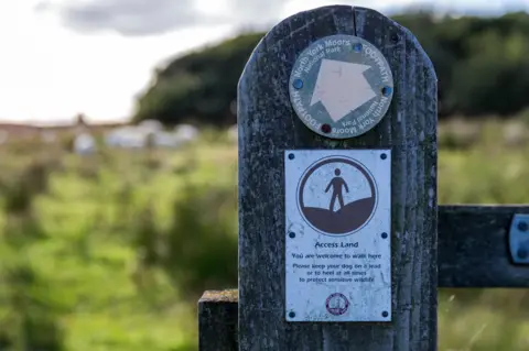 Getty Images A sign indicating open access land in the North Yorkshire Moors national park