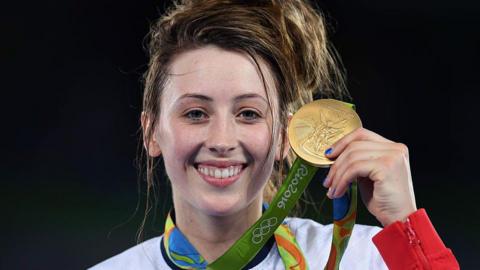 Jade Jones with her Olympic medal in 2016
