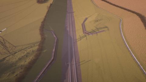 An ariel view of an artist's impression of what the line could look like running through Grim's Ditch