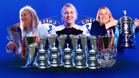 Emma Hayes and her trophies
