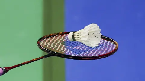 badminton racket and shuttlecock