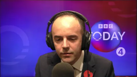 Treasury minister James Murray in the BBC Radio 4 Today programme studio