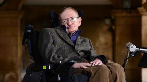 Stephen Hawking at Emmanuel College in Camebridge