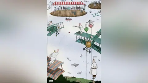 The Print Collector/Getty Images An Aerial Cricket Match of the Future', c1918 (1919). From The Wonder Book of Aircraft for Boys and Girls