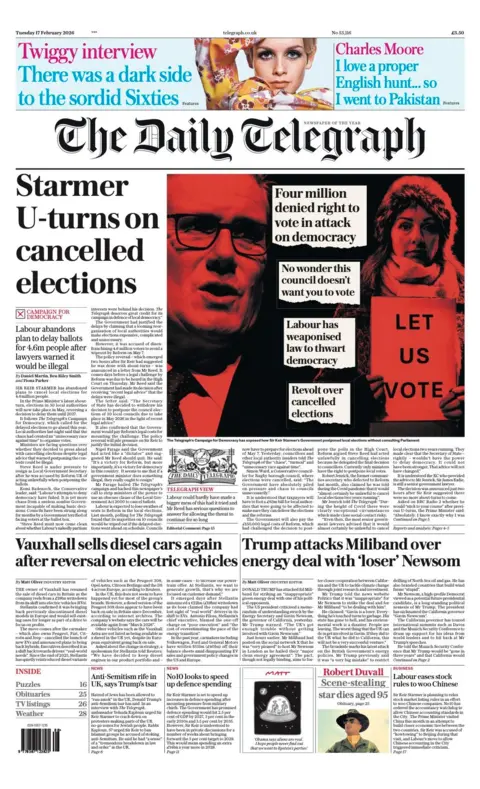"Starmer U-turns on cancelled elections."