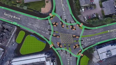 Hull City Council Layout of the junction at Blundell's Corner in Hull