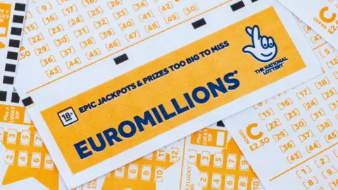 Close up of paper Euromillions slips