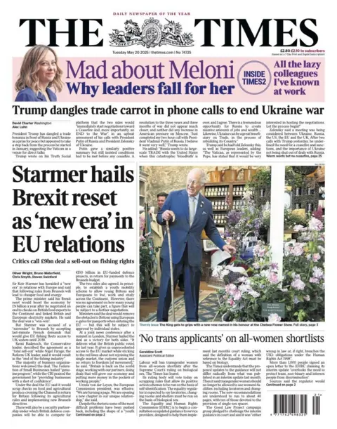  "Starmer hails Brexit reset as 'new era' in EU relations".