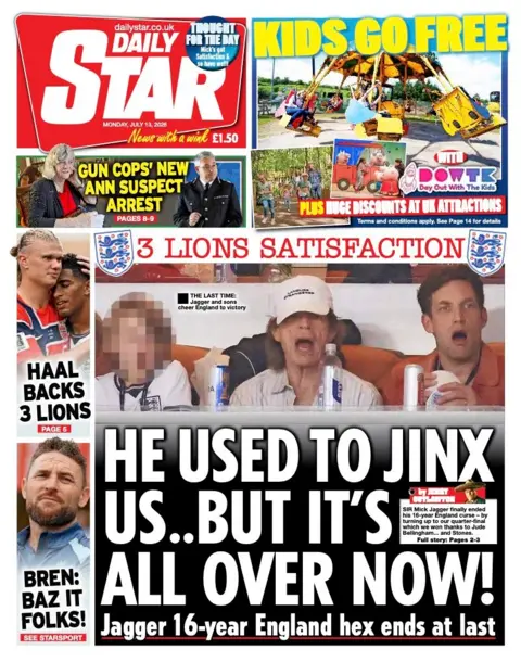 "He used to jinx us.. but it's all over now!" reads the headline on the front page of the Daily Star.