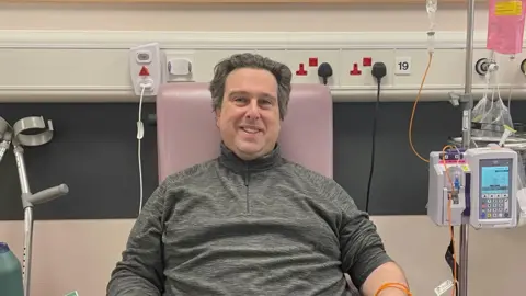 Phil Grisewood Phil Grisewood at Northampton General Hospital, Chemotherapy Suite receiving last cycle of a 12 month Immunotherapy treatment