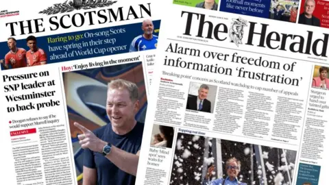 index picture combining the front pages of two newspapers