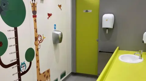 South Holland District Council The baby changing facilities in Spalding Sheep Market's public toilets.