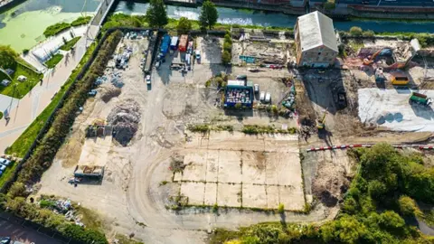 Aerial view of derelict land around Alexandra Dock 