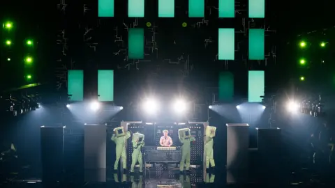 EBU A wide shot of Look Mum No Computer on stage at the Eurovision Song Contest