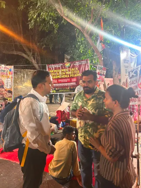 Prashant Patel at a students demonstration in Delhi