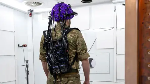 University of Nottingham Lt Col James Mitchell, Consultant Neurologist and Chief Investigator of the UK Military Blast Study being scanned.