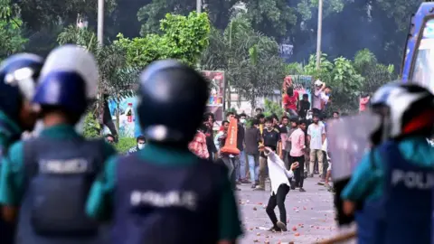 AFP via Getty Images Students clashed with the police during the 2024 protests in Dhaka.
