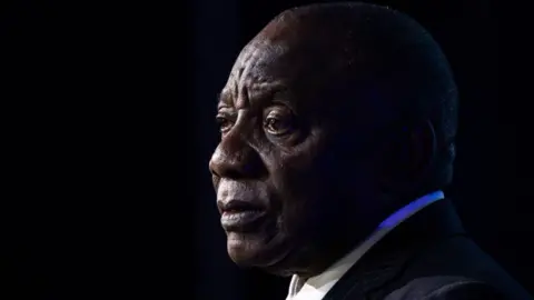 Getty Images Gambar close-up Presiden Cyril Ramaphosa 